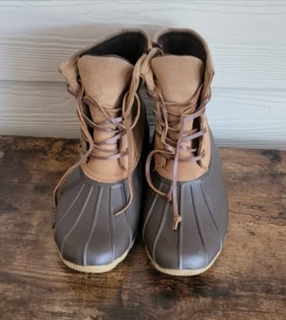 Mix No. 6 Duck Boots Tan Brown Lace Up Side Zip Rain Waterproof Women's Size 7
